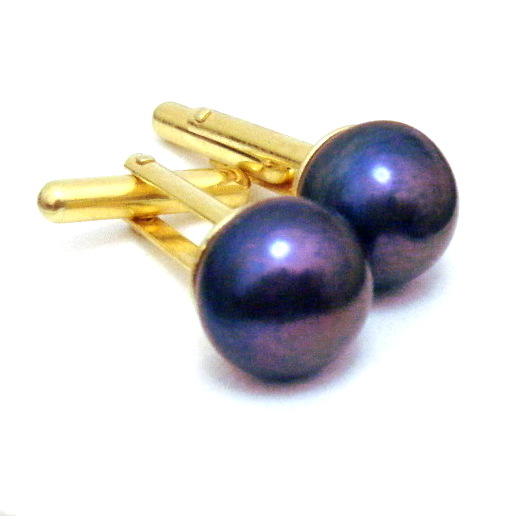 Blue/Purple Black AAA Pearl Cufflinks